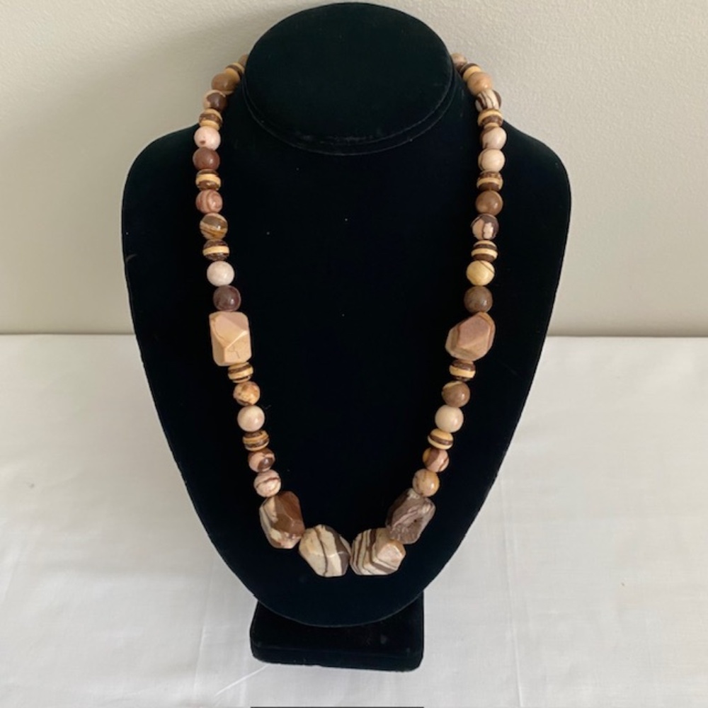 Rare Australian Zebra Stone Marbled Mixed Shape Chunky Designer Strand Necklace